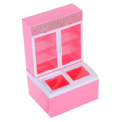 BESTonZON Simulation Eines Eisschranks Miniatur-küchen-gefrierschrank-Modell Puppe Kühlschrank Modell Vorgeben Kühlschrank Miniatur-küchenmöbel Vitrinenmodell Rosa Plastik von BESTonZON