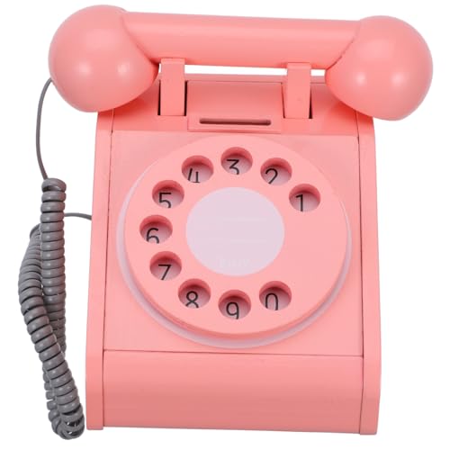 BESTonZON Simulations-Plattenspieler-Telefon Telefonmodell Telefonspielzeug Aus Holz Kinderspielzeug Interaktives Eltern-Kind- Kindergeburtstagsgeschenk Rosa Hölzern von BESTonZON