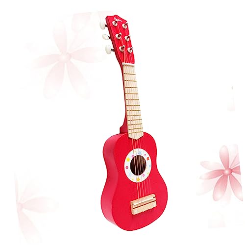 BESTonZON Simulierte Gitarre Kinder Gitarre Spielzeug Für Kinder Gitarre Für Kinder Mini-Spielzeug Mini-Ukulele Kinder-Ukulele Mini-Gitarre Kinderspielzeug Akustikgitarre Rot Hölzern von BESTonZON