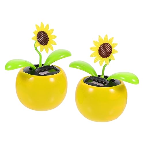 BESTonZON Solar Automatik Schaukel Auto Ornamente Sonnenblume Armaturenbrett Animiertes Tänzer Spielzeug Sonnenblume Wackelkopf Solar Solar Schaukel Dekorationen Heimdekoration von BESTonZON