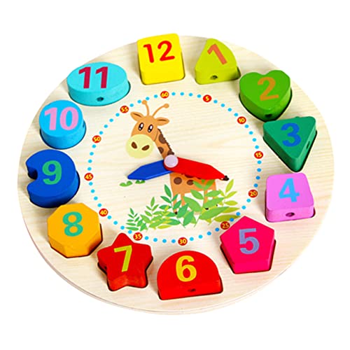 BESTonZON Sortieruhr aus Holz Clocks für Kinder Uhr Kinder hühner Spielzeug jucarii pentru copii Spielzeug für Kinder Spielzeuguhr aus Holz Uhr aus Holzperlen Holzuhren auffädeln Bambus von BESTonZON