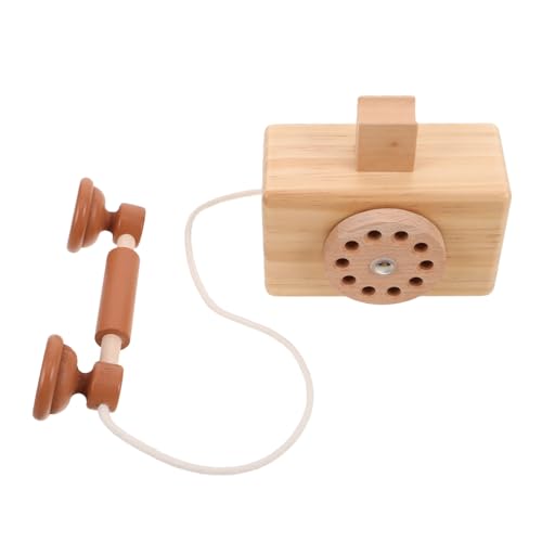 BESTonZON Spielzeugtelefon Puppenhaus für Haushaltsgeräte Retro-Puppenhaus Mini-Lampenfassung für kinderspielzeug Puppenhaus-Retro-Telefonmodell Telefonspielzeug aus Holz von BESTonZON