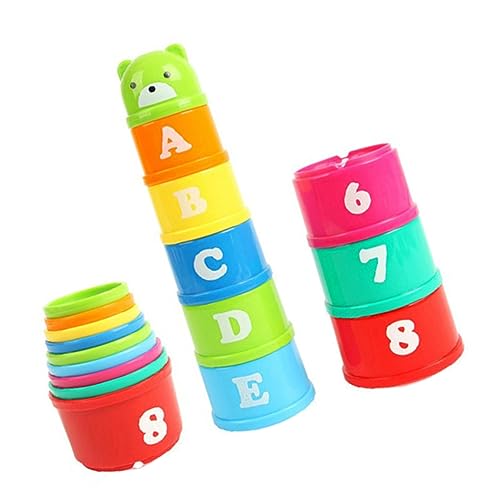 BESTonZON Stapelbecher Mit Bären Design Frühpädagogisches Für Babys Knisterspielzeug Für Die Sinne Ideales Lernspielzeug Zur Der Motorik Und Kreativität Stapelspielzeug Für von BESTonZON