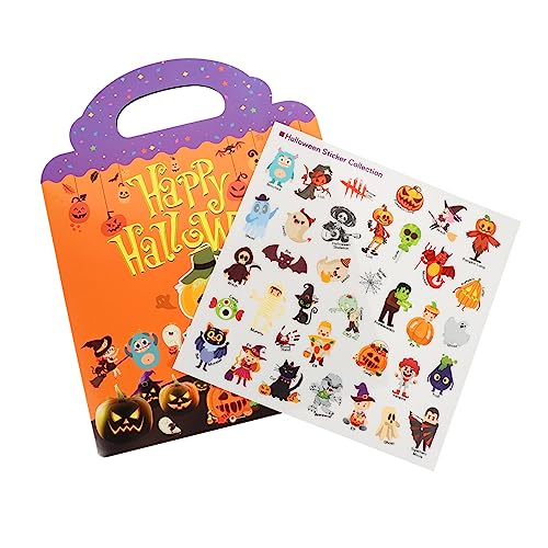 BESTonZON Stickerbuch für Halloween Dekoration Halloween-Dekoration Sticker Set Halloween Party Dekoration fenstersticker wandstickers Partygeschenk Home Decore Papier Orange von BESTonZON