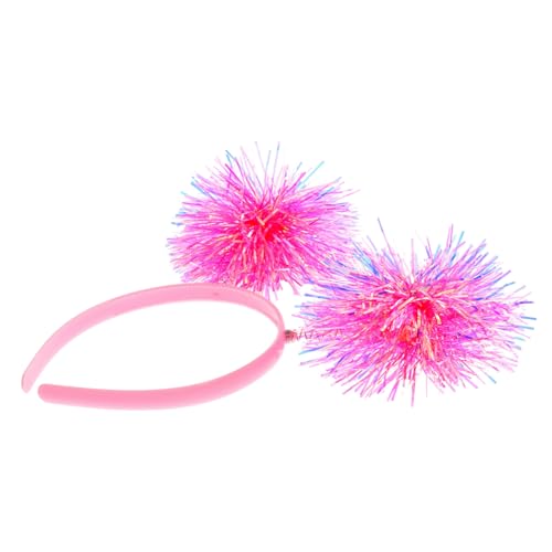 BESTonZON Stirnband Disco-Stirnband Stirnband aus Draht Mädchen Stirnband bopp party kopfschmuck partydekoration valentinstag zubehör Geburtstags-Pom-Pom-Stirnband Plastik Rosa von BESTonZON