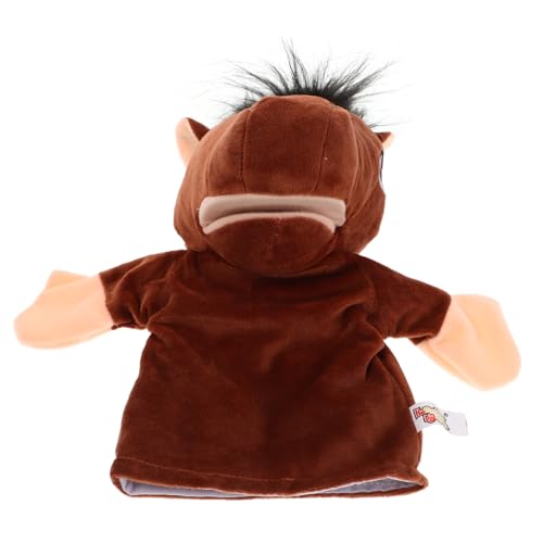 BESTonZON Stofftier Handpuppe Spielzeugpuppen Geburtstags Handpuppe Beweglicher Mund Pferdepuppe Tier Geschichtenerzählpuppe Nutztier Handpuppe Stofftierpuppe Hellbrauner Plüsch von BESTonZON