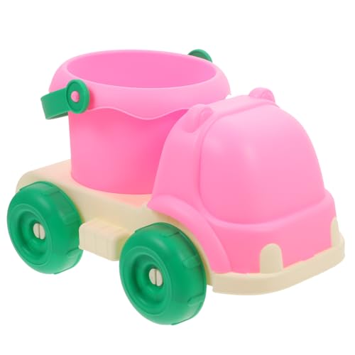 BESTonZON Strand Spielzeugauto Sandkunst Tragbare Strand-LKW-Eimer Sandauto Spielzeug Kleiner Eimerwagen Badespielzeug LKW-Eimer-Spielzeug Sand-LKW-Eimer Reisespielzeug Rosa Weiches Gummi von BESTonZON