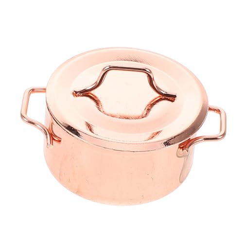 BESTonZON Suppentopfmodell Miniatur- Miniatursachen Miniatur-Dinge Mini-küchenutensilien-Modell Mini-küchenzubehör Mini-kochutensilien Mini-hausverzierung Topfstütze Rose Gold Legierung von BESTonZON