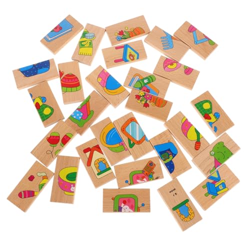 BESTonZON Teiliges Holz Domino Set Für Kleinkinder Klassisches Lernspielzeug Zum Bauen Und Stapeln Pädagogische Dominosteine Für Vorschulkinder Für Kreatives Spiel von BESTonZON