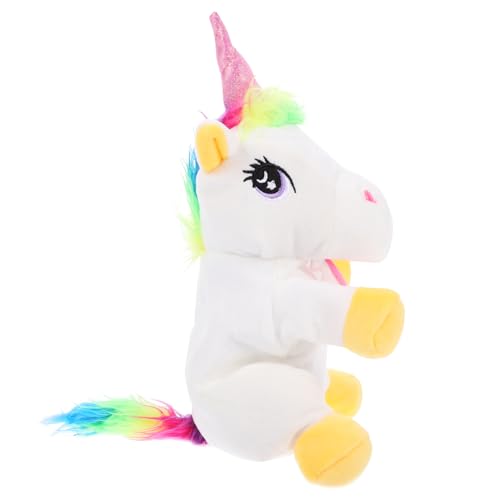 BESTonZON Tierische Marionette Lebensechte Einhornpuppe Realistische Handpuppe Dekoratives Einhorn-Spielzeug Kinder Einhorn Puppe Geschichtenerzählendes Handspielzeug Stoff Weiß von BESTonZON