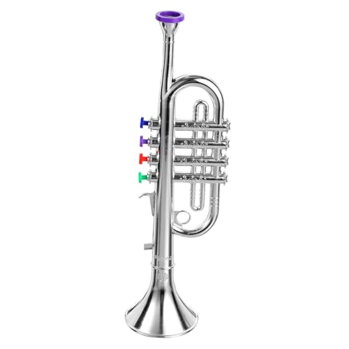 BESTonZON Trompete Spielzeug Musikspielzeug Für Babys Kinder Trompete Musikinstrumente Musikalische Blasinstrumente Spielzeug Kleine Trompete Kinder Blasinstrument Spielzeug Plastik Silver von BESTonZON