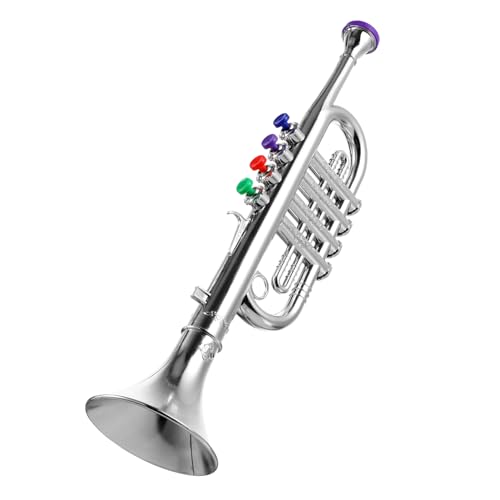 BESTonZON Trompete Spielzeug Musikspielzeug Für Babys Kleine Trompete Kinder Trompete Kinder Blasinstrument Spielzeug Mundharmonika Für Kinder Party-Horn Musikinstrumente Silver Plastik von BESTonZON