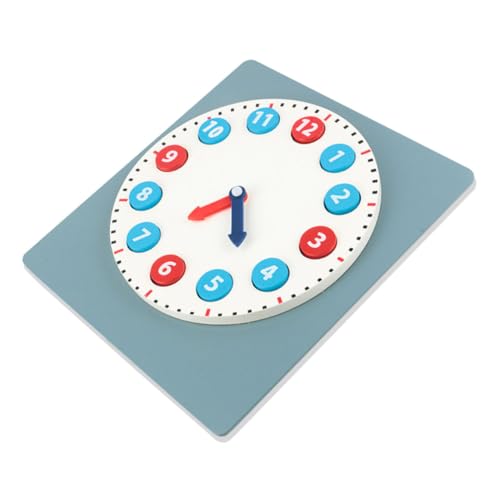 BESTonZON Uhr Spielzeug Kinderspielzeug Stapelspielzeug Lernspielzeug Für Kinder Mathe-Spielzeug Rätsel Spielzeug Unterrichtszeit Uhr Blockspielzeug Studentenuhr Farbsortieruhr Blue Hölzern von BESTonZON