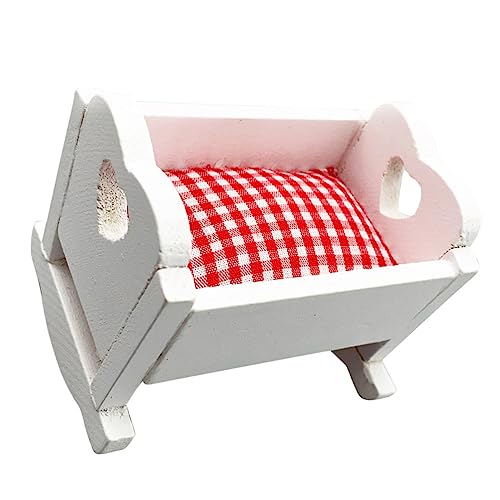 BESTonZON Wiege des Puppenhaus holzspielzeug für Kinderspielzeugmöbel gieskanne kinderspielzeug spielzeuge Bed Spielzeughausbett Mini-Hausschmuck Minibett von BESTonZON