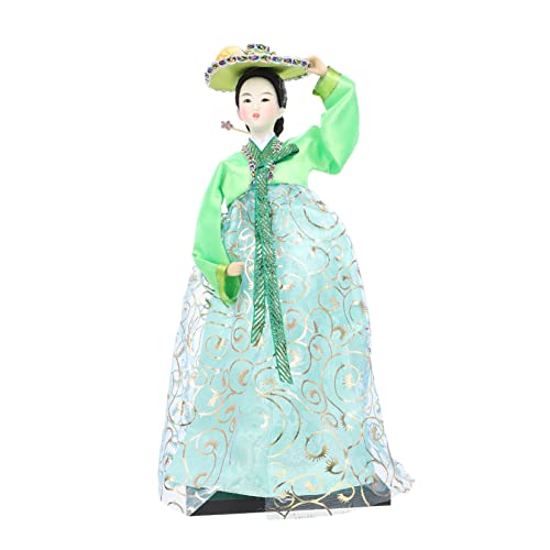 BESTonZON handgefertigte Puppe asiatische Gartenfiguren koreanische Hanbok-Statue Mikrospielzeug zarte Puppe wohnungsdeko wohnaccessoires Heimdekoration Tischplatte koreanische Puppe Green von BESTonZON