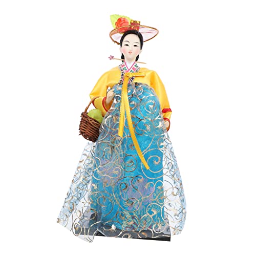 BESTonZON handgefertigte Puppe koreanische Puppe Hanbok-Puppenfigur asiatische Babypuppe Koreanisches Kunsthandwerk Koreanische Kulturpuppe Puppe im koreanischen Stil Heimdekoration Yellow von BESTonZON