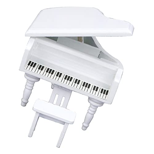 BESTonZON simuliertes Klavier Mini Klavier Miniature Piano Miniature House Piano Miniature Decorative Piano Kleiner Klavierschmuck Mini-Hausklavier- Miniatur-Klaviermodell hölzern Weiß von BESTonZON