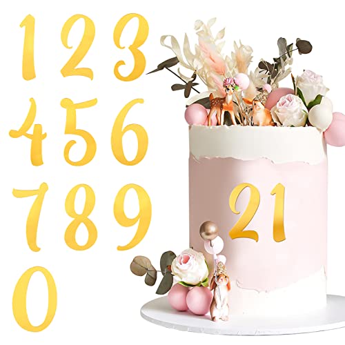 BETESSIN 10Pcs Zahlen Deko Torte 0-9 Gold Kuchen Dekoration Ziffern Geburtstag Acryl Tortendeko Tortenaufsatz Kuchen Topper Set für Party Hochzeit Jubiläum Feier von BETESSIN