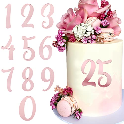 BETESSIN 10Pcs Zahlen Deko Torte 0-9 Rosegold Kuchen Dekoration Geburtstag Acryl Tortendeko Tortenaufsatz Kuchen Topper Set für Party Hochzeit Jubiläum Feier von BETESSIN