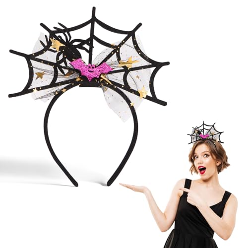 BETESSIN Halloween Haarreif - Spinnen Netz Haarreif Schwarz - Halloween Kostüm Damen Gruselig Kopfschmuck - Kostüm Accessoires für Halloween, Karneval, Fasching, Motto Party uvm. von BETESSIN