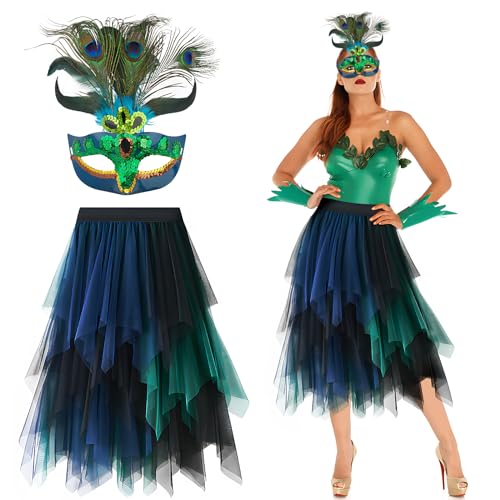 BETESSIN Pfau Kostüm Accessoire Set für Damen Mottoparty Karneval Fasching Kostüm von BETESSIN