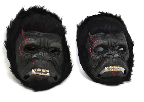 BETTER WITH FRIENDS 2 x Gorilla-Maske aus Gummi, Affengesicht, Raubtier-Maske für Erwachsene, Halloween, Party, hässliches Tier von BETTER WITH FRIENDS