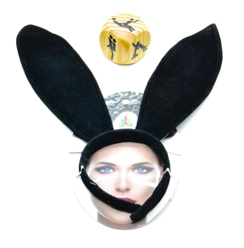 BETTER WITH FRIENDS PLAYGIRL 40 cm Kaninchen und Hasen Ohren und Würfel 6 cm Anime-Party Halloween Maske aus Kunststoff für die Nacht Party Frauen Polizei Krankenschwester Arzt von BETTER WITH FRIENDS