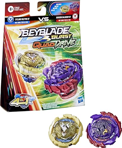 BEYBLADE Hasbro Burst QuadDrive Berserk Balderov B7 und Cyclone Belfyre B7 Kreisel Doppelpack – 2 Kampfspiel-Top-Spielzeug für Kinder ab 8 Jahren von BEYBLADE