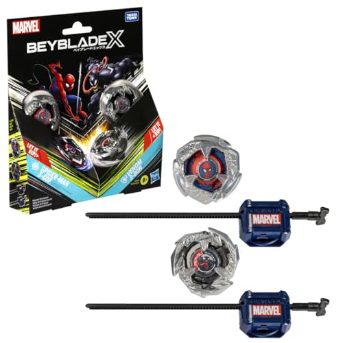 Beyblade X Multipack Zusammenarbeit mit Marvel, Set Spider-Man 3-60F vs. Venom 3-80N von BEYBLADE