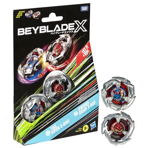 Beyblade X Tail Viper 5-80O und Sword Dran 3-60F Kreisel Dual Pack von Hasbro