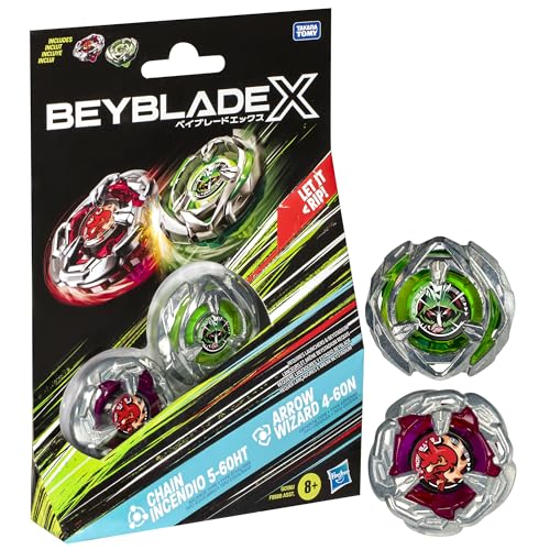 Hasbro Beyblade X Chain Incendio 5-60HT und Arrow Wizard 4-60N Kreisel Dual Pack von Hasbro