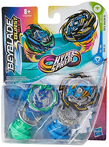 Hasbro E7726ES0 Beyblade Burst Rise Hypersphere Doppelpack Rock Dragon D5 und Ogre O5 – 2 rechtsdrehende Battling-Kreisel, ab 8 Jahren geeignet von Beyblade