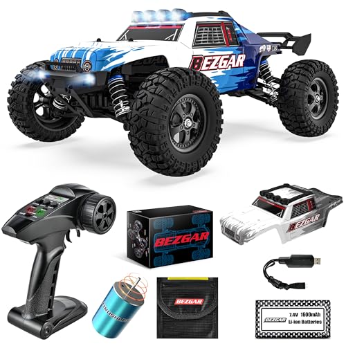 BEZGAR HM124 Bürstenlose Fernbedienungs Auto, 4WD RC Auto MAX 52 km/h, 1/12 Schnelle RC Autos für Erwachsene, 2.4GHz All Terrain Wasserdicht Rennauto Geländewagen für Kinder Erwachsene von BEZGAR