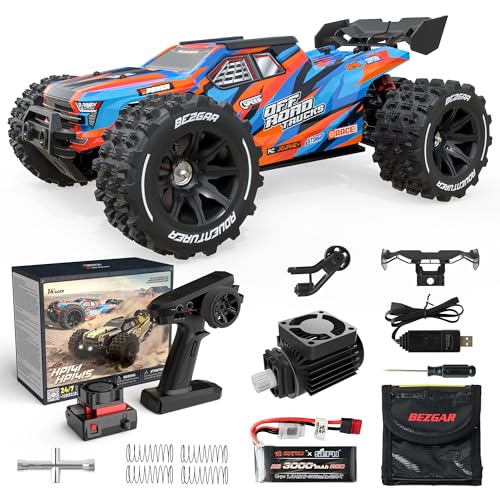 BEZGAR HP141 Schnelle RC-Autos für Erwachsene – Max 76 KM/H bürstenloses RC-Auto, RC-Trucks 4x4 Offroad wasserdicht, RC-Monstertrucks im Maßstab 1:14, ferngesteuerte Autos für Erwachsene von BEZGAR