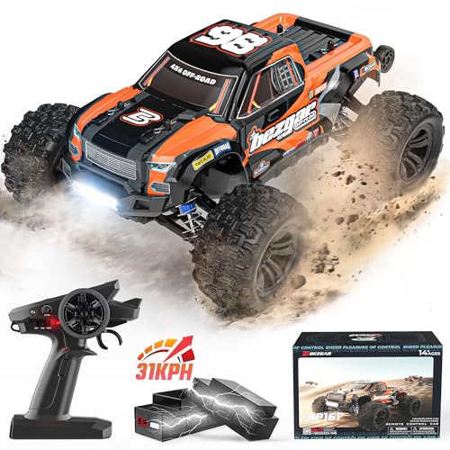 BEZGAR HP161 RC Auto, 1:16 Offroad Ferngesteuertes Auto Erwachsene 4WD wasserdicht Rennauto Geländewagen RC Crawler mit 2 Wiederaufladbaren Batterien für Erwachsene und Kinder von BEZGAR