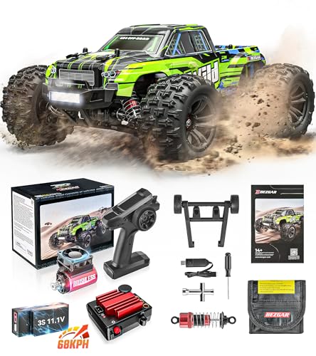 BEZGAR HP161S 1:16 4X4 RTR Brushless Schnelle RC-Autos für Erwachsene, Max 68 km/h Offroad-Brushless-RC-Truck, RC-Monstertruck mit 3S-Akku, Geschenke für Jungen im Alter von 8–12 Jahren und Erwachsene von BEZGAR