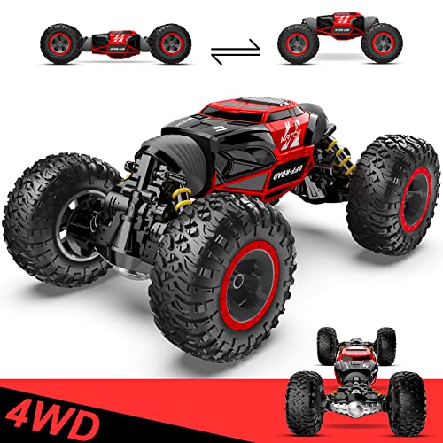 BEZGAR TD141 Ferngesteuertes Auto - 4WD 2.4GHz RC Autos für Kinder, Verwandeln Auto Spielzeug Stunt car mit wiederaufladbarer Batterie für Jungen und Erwachsene, Rot von BEZGAR