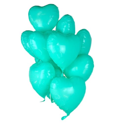 12 Stück Folienballon "TÜRKISES HERZ" im Herz-Design (43cm) Heliumballon Luftballon - Hochzeit Geburtstag Verlobung Party Dekoration Liebe türkis (12) von BF Souvenirs