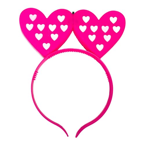 1x LED Haarreif Herz Krone Hearts - blinkend und Leuchtend, mit 2 Herzen - Prinzessin, König, Party Karneval Geburtstag Motto Party Fasching (Rosa) von BF Souvenirs