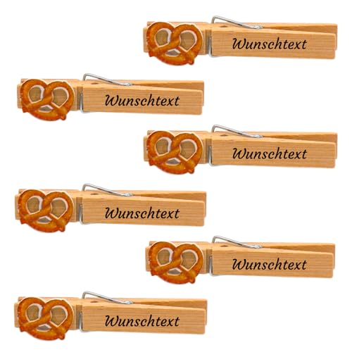 BF Souvenirs 18 Stück PPERSONALISIERTE Glubbal Glupperl Wäscheklammern BREZEL - mit Namens Gravur - Oktoberfest Geburtstag Firmenfeier Hochzeit Namensschild Party Bayern gravierter Namen (18) von BF Souvenirs