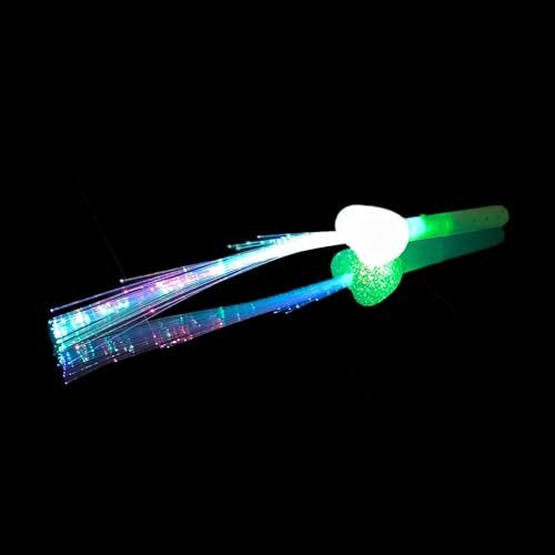 BF Souvenirs 1x LED Herz Leuchtstab Glasfaser Blinkstab Partystab Leuchtwedel 36cm / aus 4 Farben wählbar (Grün) von BF Souvenirs