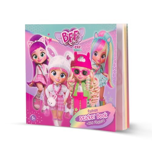 BFF BY BEBÉS LLORONES Notizbuch mit modischem Design / + 250 Aufkleber für einzigartige Stile, inklusive 10 Aufkleberseiten und 24 Figuren zum Anziehen, optimales Geschenk für Jungen und Mädchen +3 von BFF BY BEBÉS LLORONES