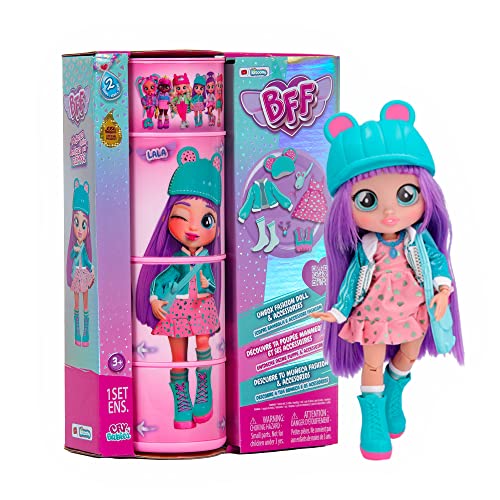 BFF Cry Babies S2 Lala Modepuppe zum Sammeln mit Langen Haaren, Stoffkleidung & 9 Accessoires – Spielzeuggeschenk für Mädchen und Jungen + 5 Jahre von BFF BY CRY BABIES