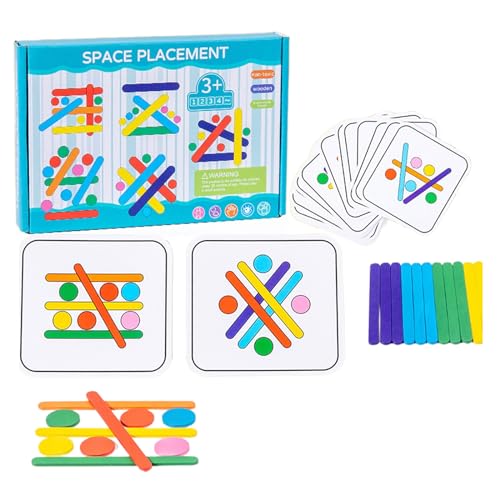 BFLKY Kinder Puzzle Spielzeug Frühes Lernen Regenbogen Stick Puzzle Spiel Form Passenden Spielzeug Mit Frage Karte Eltern Kind Aktivität Spielzeug von BFLKY