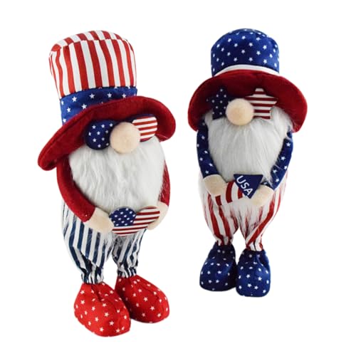 BFLKY Patriotische Zwerge, Plüsch-Ornament, Amerika, Unabhängigkeitstag, Heimdekoration, Puppen für Unabhängigkeitstag, Feier, 2 Stück BFLKY Patriotische Zwerge, Plüsch-Ornament, Amerika, Unabhängigkeitstag, Heimdekoration, Puppen für Unabhängigkeitstag, Feier, 2 Stück von BFLKY