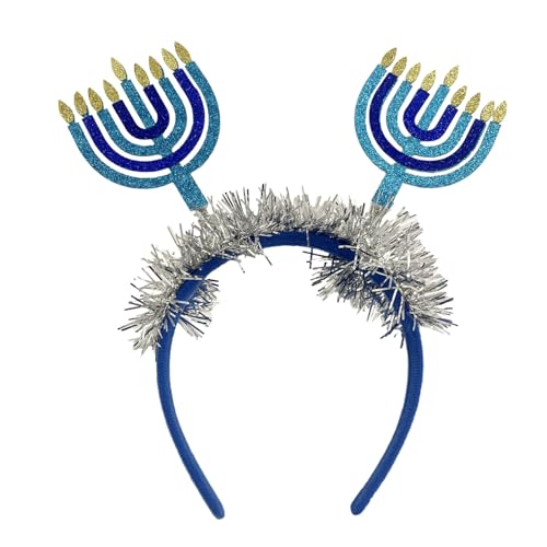 Chanukkah-Stirnband, blau, Chanukah-Kopfbedeckung, kreative Feiertags-Haarbänder, Menora-Kopfschmuck, Haar-Accessoire Chanukkah-Stirnband, blau, Chanukah-Kopfbedeckung, kreative Feiertags-Haarbänder, Menora-Kopfschmuck, Haar-Accessoire von BFLKY