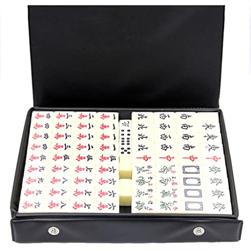 BFNDSSEOU Chinesisches Mahjong-Spiel-Set 144 Spielsteine ​​in Minigröße, 3 Würfel und Zhuang-Würfel, tragbares Reise-Majhong-Spieleset for die Party zu Hause und die Familie, 20 mm von BFNDSSEOU