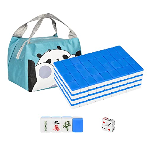 BFNDSSEOU Chinesisches Mahjong-Spiel-Set 144 Spielsteine ​​mit tragbarer Handtasche for Reise, Familie, Freizeit, Unterhaltung, Tisch, Mahjong-Spielsteine von BFNDSSEOU