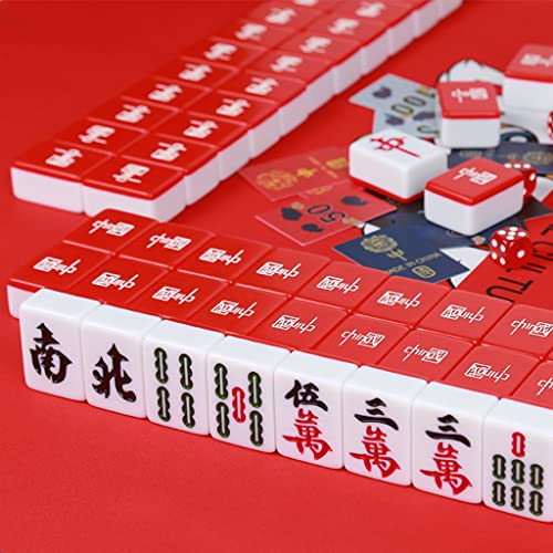 BFNDSSEOU Chinesisches Mahjong-Spiel-Set Chinesisches Mahjong-Spielset, 144 Melamin-Spielsteine, traditionelles Mah-Jongg-Muster, schönes Geschenk, geeignet zur Sammlung(40#) von BFNDSSEOU