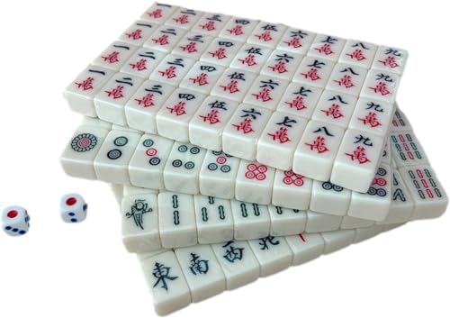 BFNDSSEOU Chinesisches Mahjong-Spiel-Set Leichte Mahjong-Sets mit klarer Gravur, kompakt for zu Hause und das Wohnheim, idealer Reisebegleiter for Schule und Ausflüge.(White) von BFNDSSEOU